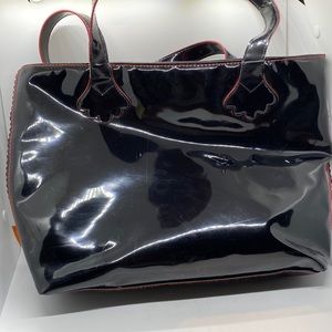 Stephanie Johnson for Saks Fifth Avenue Black Patent Leather Tote Bag